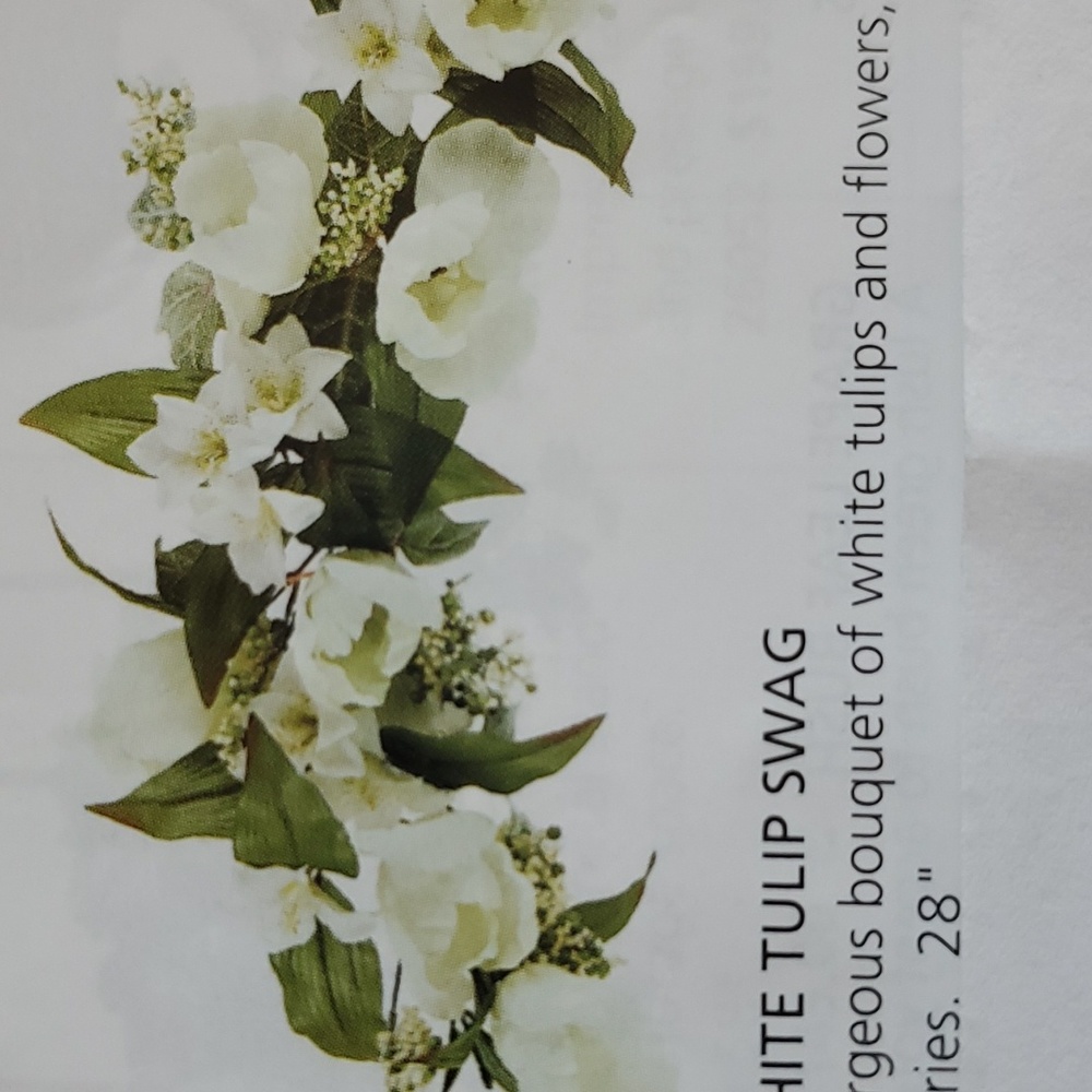 Home Interiors New White Tulip swag 28" Faux Flower Artificial Decorate any room - Picture 2 of 7